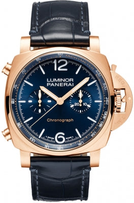 Panerai Luminor Chronograph Automatic 44mm Mens Watch pam01111 Goldtech Blu Notte