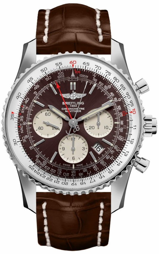 Breitling Navitimer Rattrapante Stainless Steel / Panamerican Bronze / Croco / Pin- AB0310211Q1P2