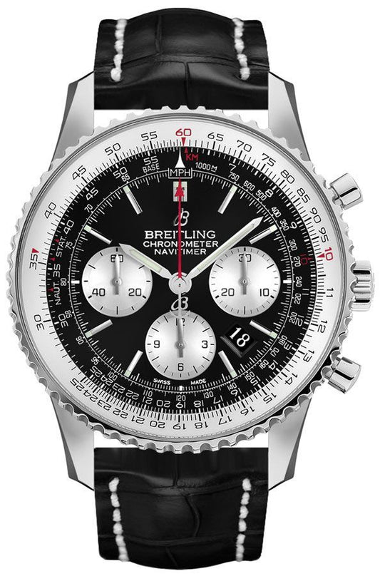 Breitling Navitimer 1 B01 Chronograph 46 Stainless Steel / Black / Croco / Folding – AB0127211B1P2