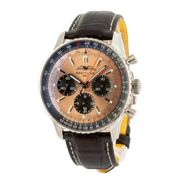 Breitling – AB0138241K1P1 Navitimer B01 Chronograph 43 Stainless Steel / Copper / Alligator – Folding