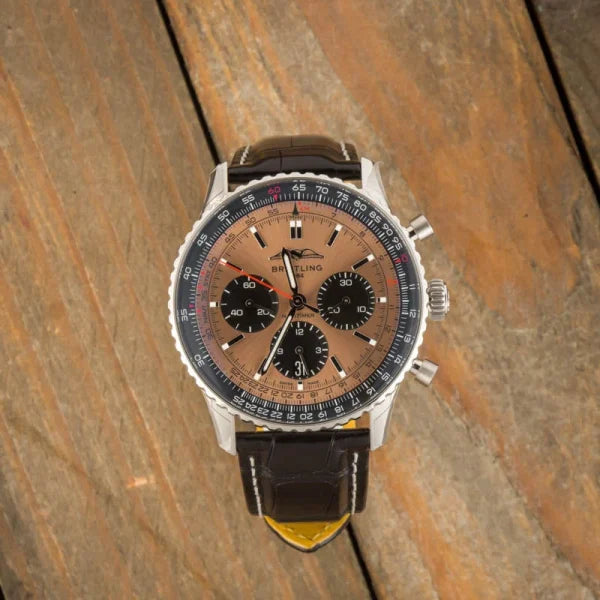 Breitling – AB0138241K1P1 Navitimer B01 Chronograph 43 Stainless Steel / Copper / Alligator – Folding