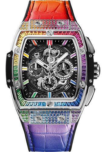 Hublot Spirit of Big Bang Titanium Rainbow Watch – 42 mm – Sapphire Crystal Dial – Black Rubber and Multicolored Leather Strap-641.NX.0117.LR.0999