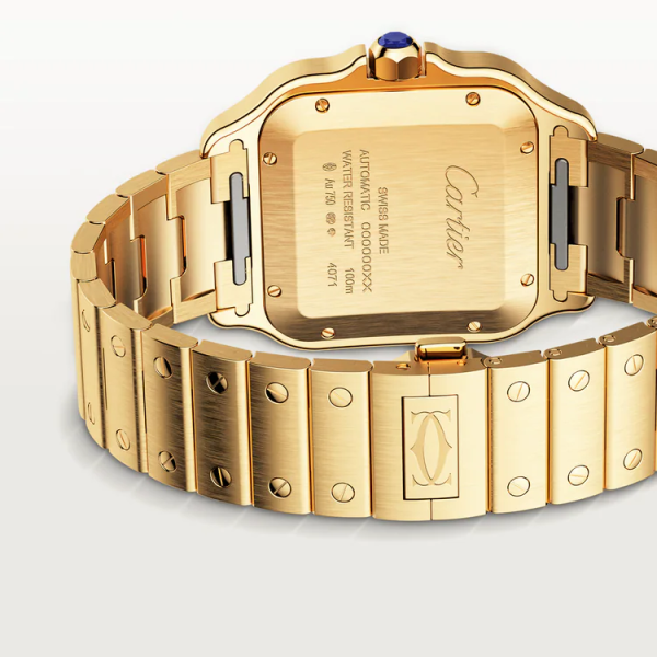 SANTOS Gold 39.8mm Large model, automatic movement, yellow gold, interchangeable metal and leather bracelets