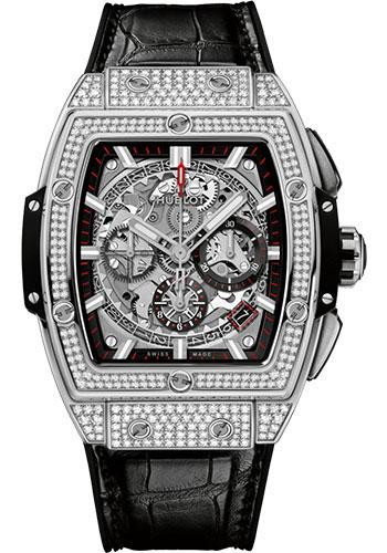 Hublot Spirit of Big Bang Titanium Pave Watch – 42 mm – Sapphire Dial – Black Rubber and Leather Strap-641.NX.0173.LR.1704