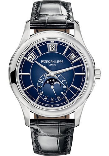 Patek Philippe Complications Annual Calendar Moon Phases – White Gold – Blue Sunburst Dial – 5205G-013