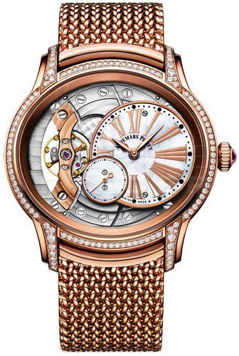 Audemars Piguet Millenary 39.5 mm Hand-Wound Diamond Set Rose Gold White Mother of Pearl Roman Dial & Bezel Rose Gold Bracelet – 77247OR.ZZ.1272OR.01