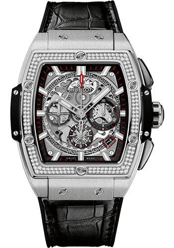 Hublot Spirit of Big Bang Titanium Diamonds Watch – 42 mm – Sapphire Dial – Black Rubber and Leather Strap-641.NX.0173.LR.1104