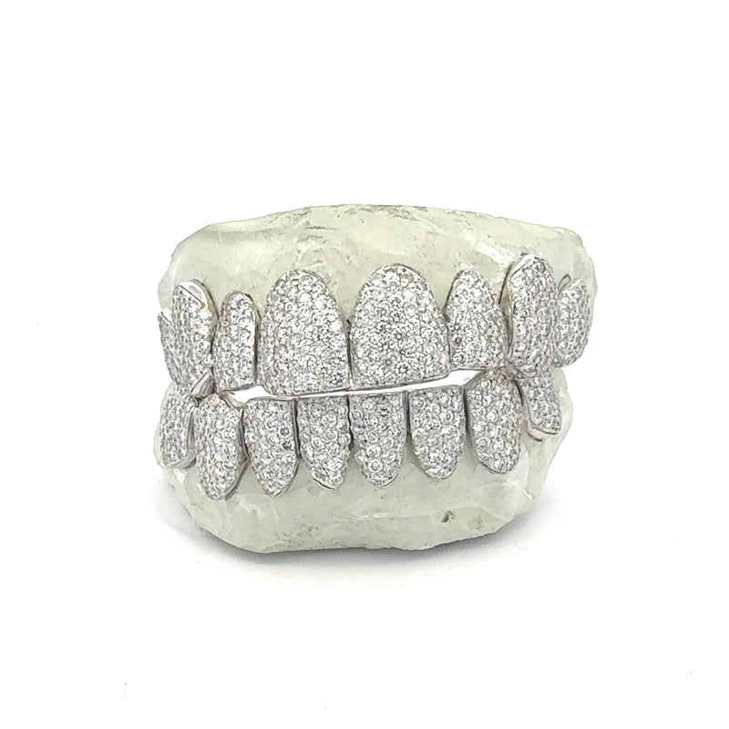 #9B. Iced VVS Moissanite Grillz with Large Moissanites (Zig Zag Setting)