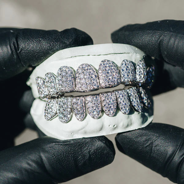 #9B. Iced VVS Moissanite Grillz with Large Moissanites (Zig Zag Setting)