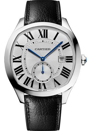 Cartier Drive de Cartier Watch – length: 40 mm Steel Case – Silvered Dial – Two Calfskin Strap – WSNM0022