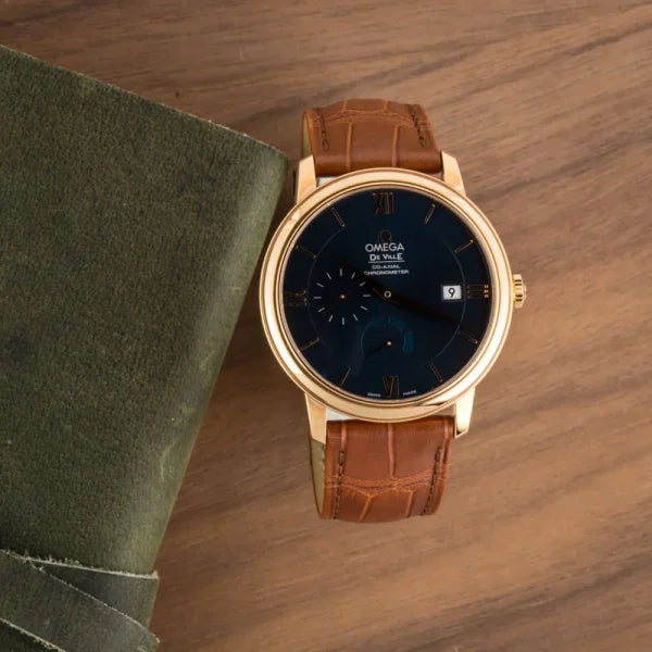 omega De ville red gold blue dial 424.53.40.21.03.002