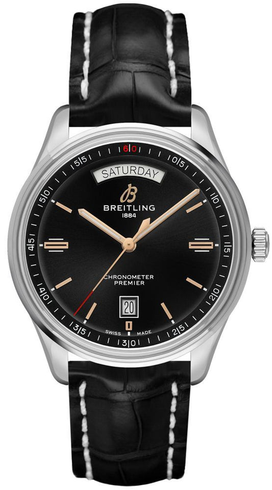 Breitling Premier Automatic Day & Date 40 Stainless Steel / Black / Croco Black / Folding  – A45340241B1P1