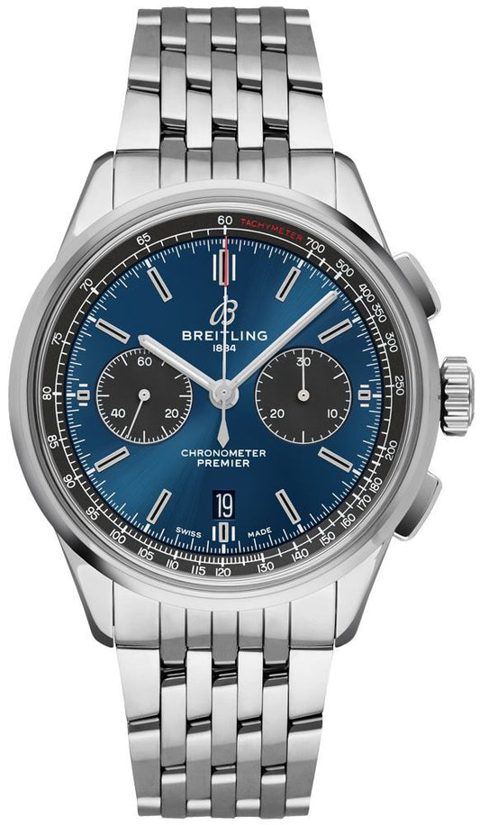 Breitling Premier B01 Chronograph 42 Stainless Steel / Blue / Bracelet – AB0118A61C1A1