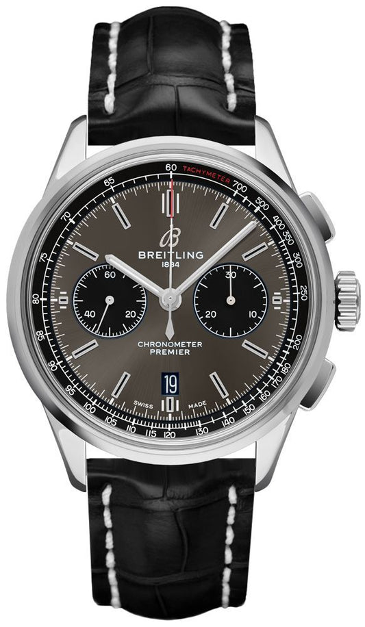 Breitling  Premier B01 Chronograph 42 Stainless Steel / Anthracite / Croco / Pin- AB0118221B1P2