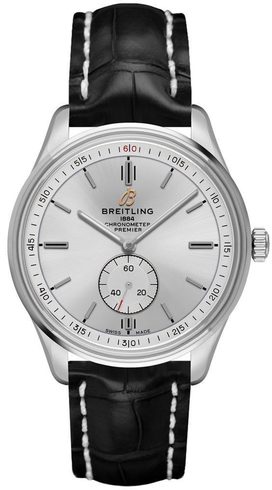 Breitling  Premier Automatic 40 Stainless Steel / Silver / Croco Black / Folding – A37340351G1P1
