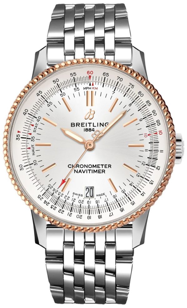 Breitling Navitimer 1 38 Automatic Stainless Steel / Red Gold / Silver / Bracelet – U17325211G1A1