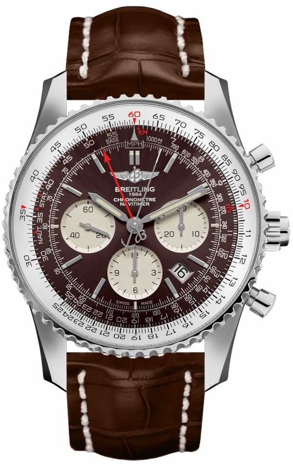 Breitling Navitimer Rattrapante Stainless Steel / Panamerican Bronze / Croco / Pin- AB0310211Q1P2