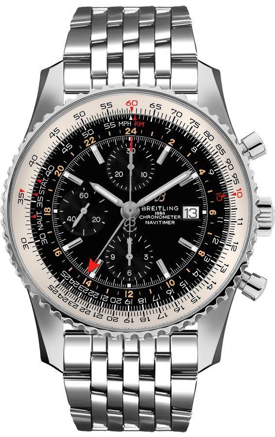 Breitling  Navitimer 1 Chronograph GMT 46 Stainless Steel / Black / Bracelet- A24322121B2A1
