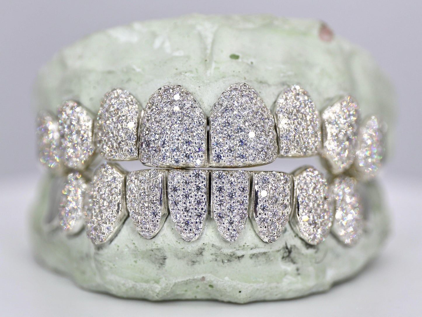 10 on 10 Capped VVS Moisannite Diamond Grillz