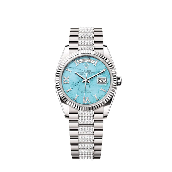 Rolex Day-Date 36, 18k White Gold with Diamond-set, 36mm, Ref# 128239-0045