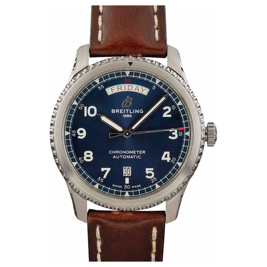 Breitling – A45330101C1X2 Navitimer 8 Automatic Day & Date 41 Stainless Steel / Blue / Brown Calf / Pin