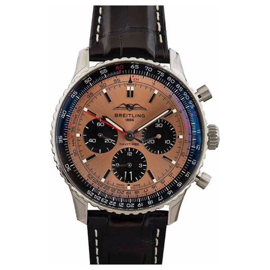 Breitling – AB0138241K1P1 Navitimer B01 Chronograph 43 Stainless Steel / Copper / Alligator – Folding
