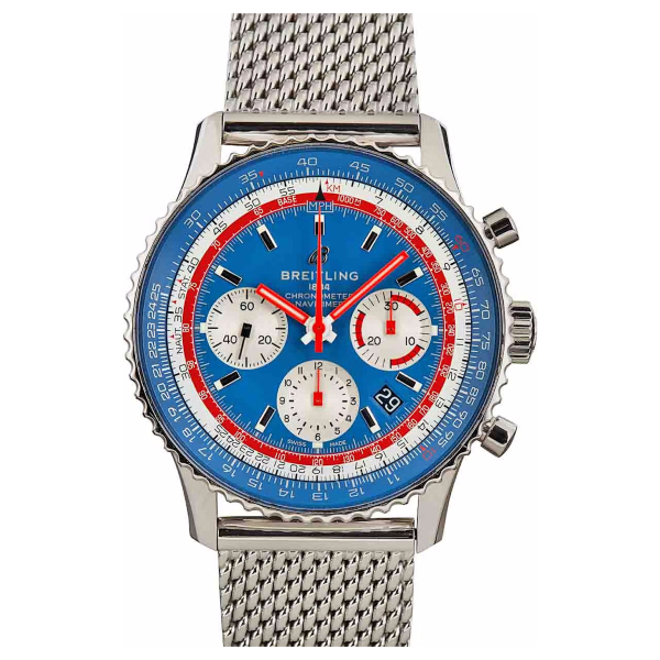 Breitling – AB01212B1C1A1 Navitimer 1 B01 Chronograph 43 Stainless Steel / Airline Editions Pan Am / Mesh