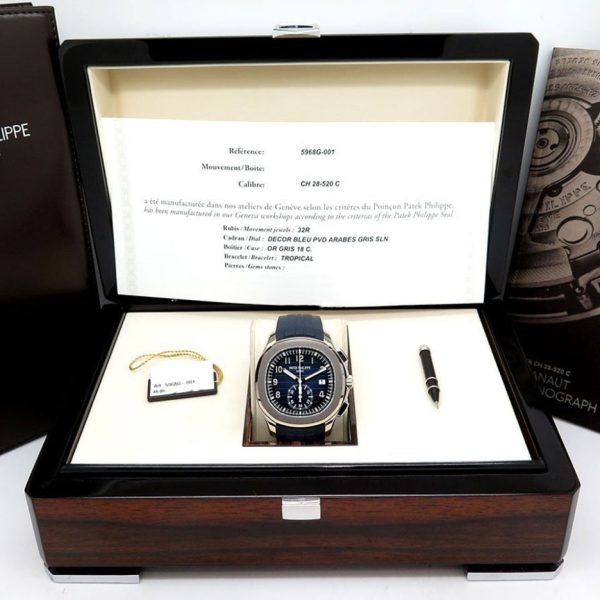 Patek Philippe  Aquanaut Chronograph 5968 White Gold / Blue / Rubber- 5968G-001