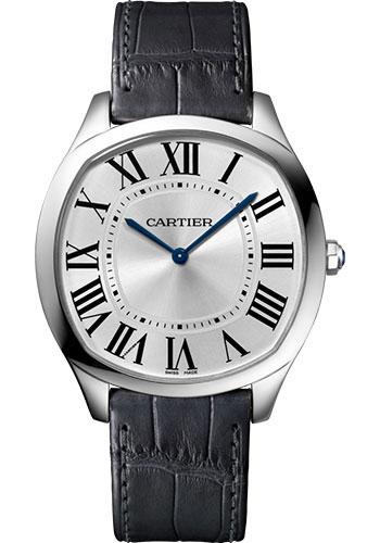 Cartier Drive de Cartier Extra Flat Watch – 38 mm White Gold Case – Silvered Dial – Grey Alligator Strap – WGNM0007