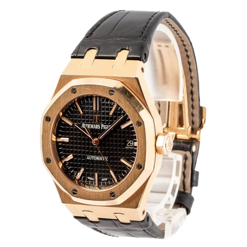 AP – 15450OR.OO.D002CR.01 Royal Oak 15450 Selfwinding Pink Gold / Black / Strap - REP