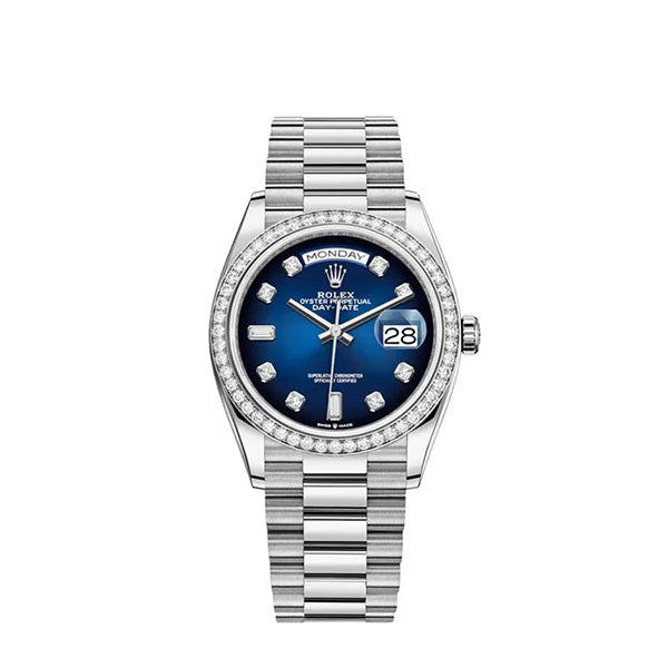 Day-Date 36 128349RBR Blue Ombre Diamond Dial Diamond Bezel
