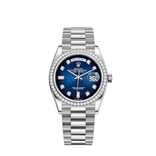 Day-Date 36 128349RBR Blue Ombre Diamond Dial Diamond Bezel