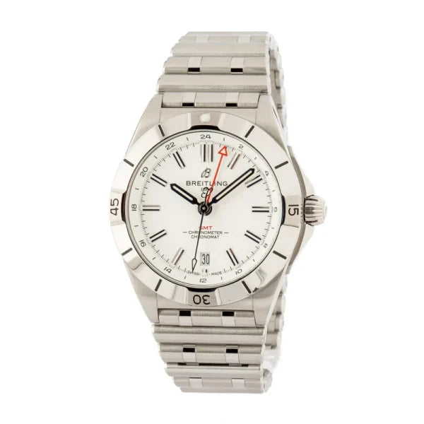 Breitling – A32398101A1A1 Chronomat 40 GMT Stainless Steel / Silver / Rouleaux