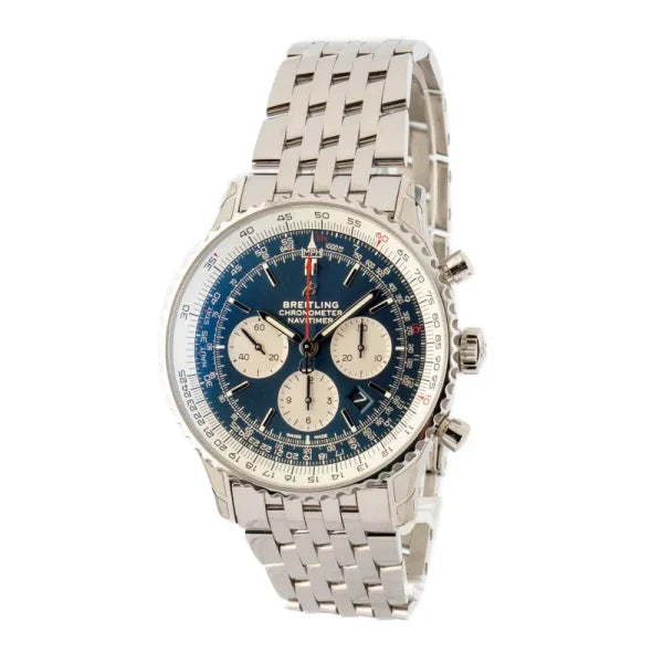 Breitling – AB0127211C1A1 Navitimer 1 B01 Chronograph 46 Stainless Steel / Aurora Blue / Bracelet