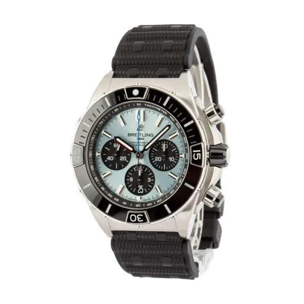 Breitling – PB0136251C1S1 Chronomat B01 44 Stainless Steel – Platinum / Ice Blue / Rubber Rouleaux