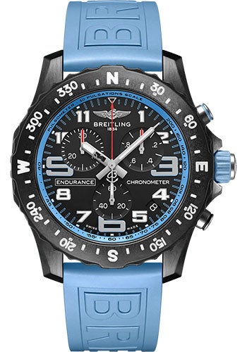 Breitling Endurance Pro Watch – Breitlight¬Æ – Black Dial – Blue Rubber Strap – Tang Buckle – X82310281B1S1