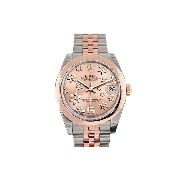 Datejust 31 Pink Raised Floral Motif Dial 18K Rose Gold Two Tone Jubilee Ladies Watch 178241