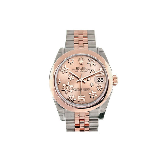 Datejust 31 Pink Raised Floral Motif Dial 18K Rose Gold Two Tone Jubilee Ladies Watch 178241