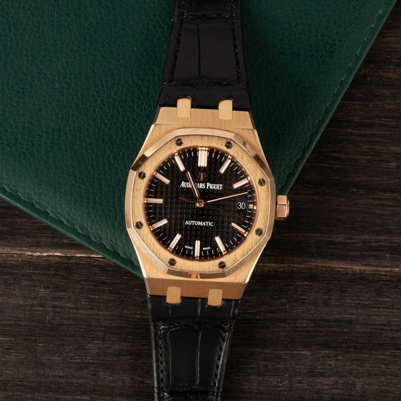 AP – 15450OR.OO.D002CR.01 Royal Oak 15450 Selfwinding Pink Gold / Black / Strap - REP