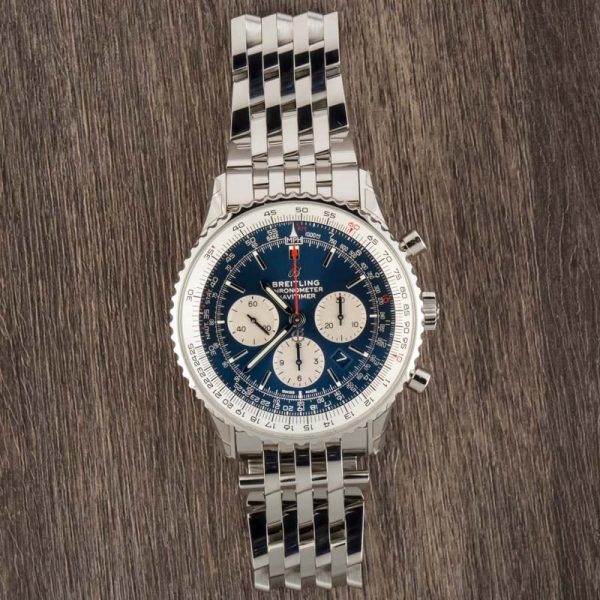 Breitling – AB0127211C1A1 Navitimer 1 B01 Chronograph 46 Stainless Steel / Aurora Blue / Bracelet