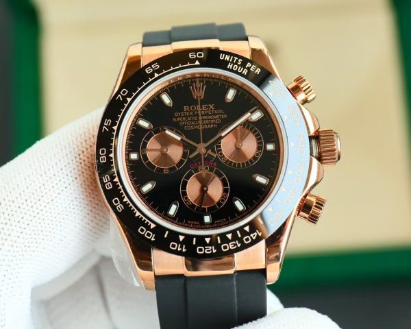 Daytona 116515 Rose Gold Oysterflex Black Dial