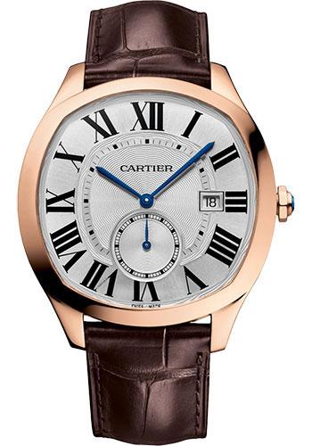 Cartier Drive de Cartier Watch – 40 mm x 41 mm Rose Gold Case – Silvered Dial – Brown Alligator Strap – WGNM0016