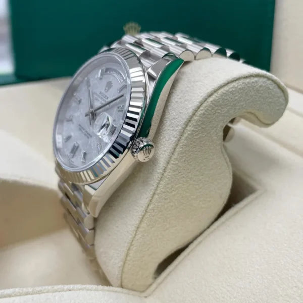 Rolex Day-Date 40 228239 Fluted Bezel Baguette Diamond Meteorite Dial