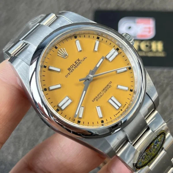 Oyster Perpetual 41mm 124300 904L Steel Yellow Dial