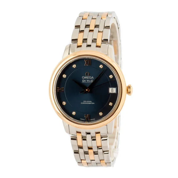 omega De ville prestige red gold blue dial 424.20.33.20.53.001