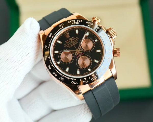 Daytona 116515 Rose Gold Oysterflex Black Dial