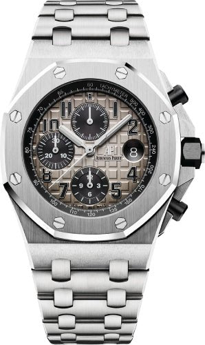 Audemars Piguet “Brick” Offshore 42mm Chronograph Platinum Gray Arabic Dial | 26470PT.OO.1000PT.01