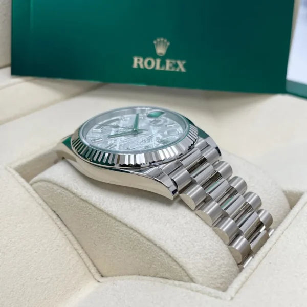 Rolex Day-Date 40 228239 Fluted Bezel Baguette Diamond Meteorite Dial