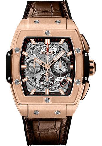 Hublot Spirit of Big Bang King Gold Watch – 42 mm – Sapphire Dial – Black Rubber and Brown Leather Strap-641.OX.0183.LR