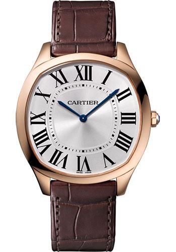 Cartier Drive de Cartier Extra Flat Watch – 38 mm Pink Gold Case – Silvered Dial – Brown Alligator Strap – WGNM0006